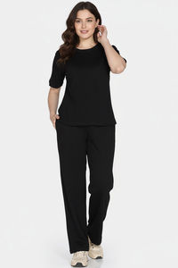 Zivame 2 Mile Fashion Knit Cotton Loungewear Set - Black Beauty — thumbnail 4